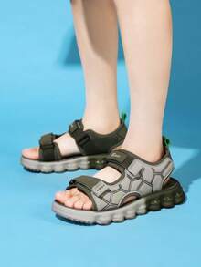 TPU减震鞋底青少年凉鞋，男女童夏季鞋 - 防滑可调节系带休闲鞋 - 綠色 - 查看 9