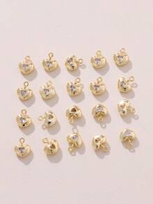 Bộ 1/3 mặt dây chuyền hình trái tim đính đá Zirconia thủ công, mạ vàng/bạc 18K, phụ kiện trang sức nhỏ nhắn tinh tế, có thể làm thành bông tai, mặt dây chuyền hoặc vòng cổ. - Mặt dây chuyền tình yêu DIY - Xem 4