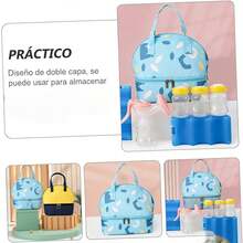 Bolsa para el almuerzo con bolsillo organizador de viaje, con diseño impermeable y aislante para guardarla y transportarla fácilmente. - Blanco y Negro - Ver 6