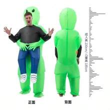 1pc Inflatable Alien Costume For Adults, Suitable For Role-Playing Parties, Full Body Inflatable Rat Costume, Halloween Party Outfit - Green - View 3