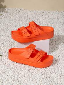 New Fashion Thick Sole Slide Sandals For Women, Non-Slip, Soft, Buckle, Outdoor Wear, Durable, Cushioned, Comfortable - Orange - View 3