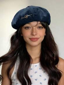 1pc Heart Washed Beret Hat, Lightweight Breathable Octagonal Artist Cap, Large Head Circumference, Flattering, Elegant & Fashionable, Versatile For Casual Daily Wear Autumn Accessories - MM2043 - View 13