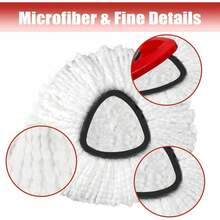 Mop Head Replacement, 3 Pack Spin Mop Refill Replace Head Compatible O Cedar Easywring 1-Tank System, Great Cleaning Power, Microfiber, Helper Housework, Machine Washable Easy-To-Replace, White - 拖把3件 - 查看 6