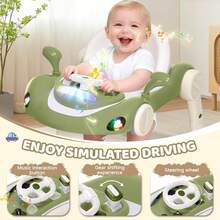 4 In 1 Baby Jump & Rocking & Trolley Walker With Car Steering Wheel & Music, Foldable Push Infant Walkers W/ 3 Height Adjustable & Anti-Slip Foot Pads For Boys Girls 6-18 Month Toddler - Đậu xanh - Xem 4
