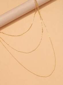 1 chiếc vòng cổ dây mảnh hình hoa đính đá Zirconia vàng gợi cảm, dây chuyền kim loại nhiều lớp tua rua đeo quanh người dành cho nữ, trang sức cô dâu. - Vàng - Xem 4