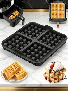 1pc Square Waffle Mold - Non-Stick Baking Tray Suitable For Most 4-7L Air Fryers | Reusable Belgian Waffle, Pancake And Egg Baking | Dishwasher - View 9