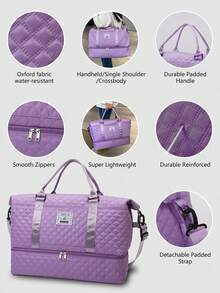 Bolsa de viaje de gran capacidad para mujeres, bolso de fin de semana con compartimento para ropa húmeda y divisor de cosméticos, adecuado para gimnasio, yoga, viajes de una noche y equipaje de mano - Multicolor - Ver 8