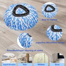 3 Pcs Mop Replace Heads & 1 Scrub Brush & 1 Base Combo For Ocedar Easywring 2-Tank System Microfiber Spin Mop Replacement Head,Machine Washable For Bathroom,Kitchen,Tub And Tile(Blue) - (3+1+1)pcs - 查看 3
