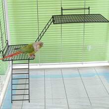 Estación de malla de acero inoxidable para loros, plataforma de juguete, plataforma de descanso, juguete de escalera para mascotas, pájaros, loros, hámsteres, suministros de decoración, 1. NMGQ - Escalera blanca - Ver 6