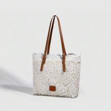 2026 New Korean Style Summer Women Lace Handbag, Large Capacity Bucket Bag, Tote Bag And Shoulder Bag - White - View 1