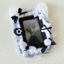 1個甜美可愛毛絨蕾絲相卡套，偶像明星收藏卡夾，動漫角色Guka展示收納保護套，照片牆裝飾卡展示架，動漫周邊痛包痛板DIY配件卡套 - A - 查看 11