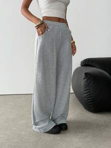 1 pieza Pantalones versátiles, casuales y cómodos de estilo retro para calle y deportes al aire libre, adecuados para el verano, para niñas y adolescentes - Gris Claro - Ver 8