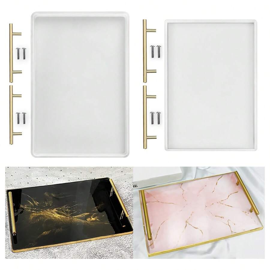 1PC Large Tray Mold With Handles, Silicone Large Deep Flat Tray Mold With Handles, Silicone Tray Molds For Resin Casting Home Decor(12in, 10in)