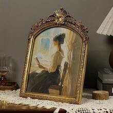 Picture Frame Vintage, Gold Ornate Resin Photo Frame With Glass Front Decor Photo Frame For Photo Display, Wedding Anniversary Party Christmas Valentine Gift Window Shaped Frame For Tabletop And Wall Mounting, Antique Arch Frame For Home Office Decor - Multicolor - View 7
