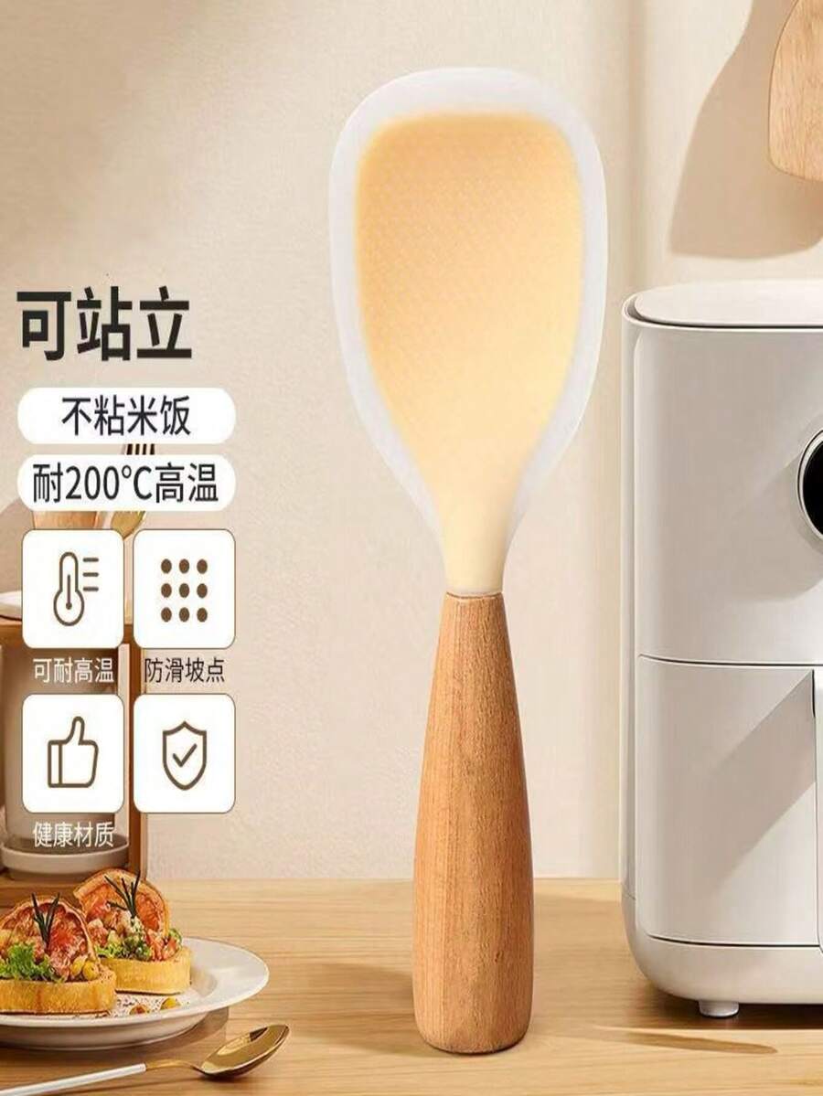 Colher de arroz de Silicone de qualidade alimentar, resistente a altas temperaturas, Vertical, antiaderente, arroz, arro - Visão 1