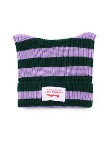 1pc Men's Minimalist Cat Ear Sewn Label Y2K Knit Beanie Hat, Cute & Fashionable, Suitable For Autumn/Winter Warmth And Daily Wear - Multicolor - View 5