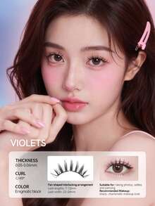 Set di ciglia finte magnetiche morbide Mlen Diary, riutilizzabili da 7-12 mm senza bisogno di eyeliner, ciglia magnetiche 3D migliorate, grappoli di ciglia portatili senza colla adatti per un trucco naturale - nero - Visualizzare 7
