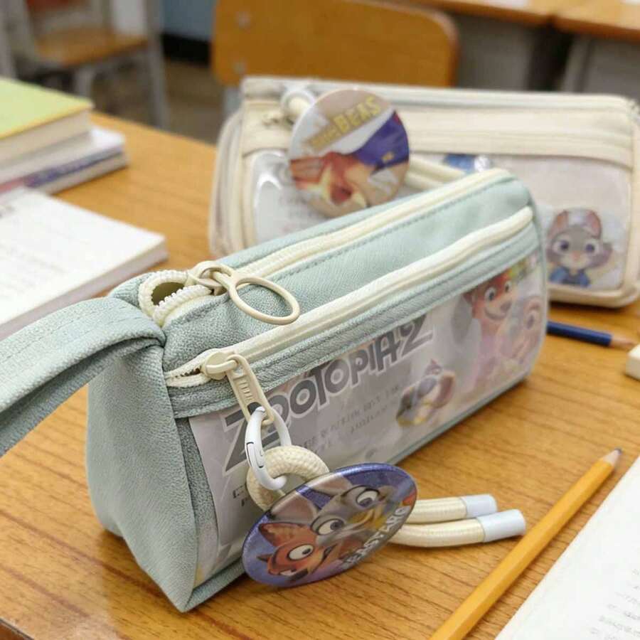 Hộp bút MINISO Zootopia 2 dung tích lớn, kèm huy hiệu nhân vật hoạt hình độc quyền, in hình Nick và Judy, túi đựng văn phòng phẩm di động dành cho học sinh, món quà hoàn hảo cho gia đình và bạn bè vào dịp sinh nhật, Giáng sinh, tựu trường. - Thiết kế họa tiết ngẫu nhiên [1 chiếc] - Xem 1