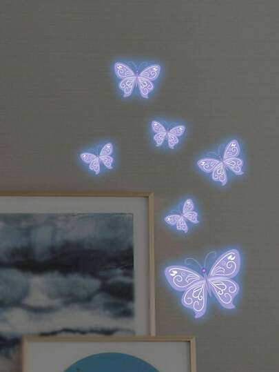 6pcs Glow In Dark Wall Sticker, PVC Wall Decorative Decal Home Decor, Stickers, Wall Decal, Vinyl Decal Home Decorations, Spring Decoration Items Refresh Your Home, Rama Decoration Stickers Gifts Birthday Graduation