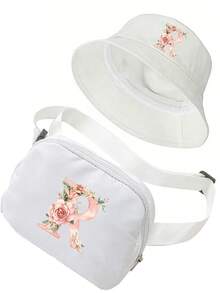 Women's Fashionable Outdoor Waist Pack, White Sun Hat Features A Unique Pink Rose Design And Lettering. Running Waist Bag, Women's Crossbody Chest Bag With Adjustable Shoulder Strap, Suitable For Daily Use, Outdoors,Travel Essential - Multicolor - View 17