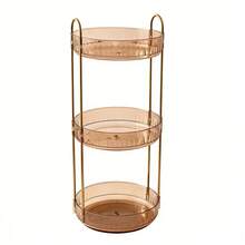 Organizador giratorio de perfumes de 3 niveles, estante de almacenamiento de maquillaje de gran capacidad, organizador de tocador, estante de almacenamiento de cosméticos para encimera de baño, accesorios de tocador multifuncionales, estante giratorio para almacenamiento de productos de cuidado de la piel y perfumes, estante de almacenamiento de cosméticos de acrílico transparente, organizador de tocador giratorio de 360°, estante de almacenamiento de baño de gran capacidad, organizador de perfumes y maquillaje con marco elegante dorado, adecuado para tocador, bandeja de almacenamiento giratoria, organizador de tocador para perfumes y maquillaje de gran capacidad - Multicolor - Ver 5