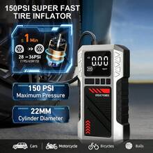 2026 重型汽车电瓶启动器 | 180PSI 数字轮胎充气泵，多功能汽车应急启动套件，峰值电流 8000A，12V 启动电缆和连接线，带 SOS 功能的 3 模式 LED 手电筒 - 應急啟動電源 - 查看 5