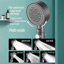 Handduschmunstycke med högt tryck och 5 inställningar, med på/av-pausbrytare - universalkoppling, 1,5 m duschslang - passar standardgängor för europeiska och amerikanska badrumsarmaturer - Duschmunstycke - Visa 5