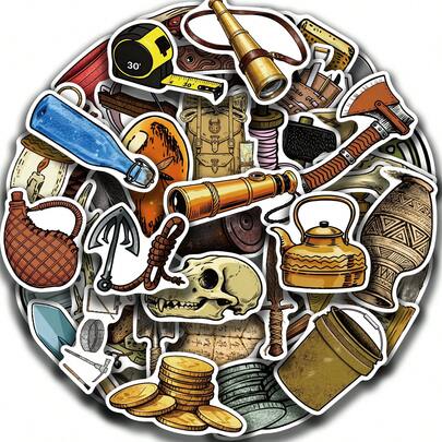 50 piezas Pegatinas de herramientas arqueológicas, pegatinas de graffiti creativas, suministros de oficina, pegatinas para teléfonos móviles y computadoras, de alto valor, duraderas, exquisitas, pegatinas geniales, divertidas, diseños de dibujos animados clásicos y coloridos, decoraciones de regalo, decoraciones de fundas de teléfonos, reutilizables, diseños de dibujos animados coloridos, adecuadas para botellas de agua, patinetas, teléfonos móviles, etc., perfectas para útiles escolares y una opción principal para regalos festivos.