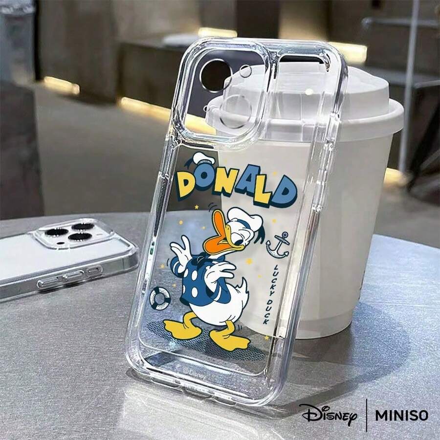 Miniso 1个迪士尼唐老鸭经典复古卡通设计手机壳，适用于iPhone 17/17 Pro/17 Pro Max/17 Air/16/15/14/13/12/11/X系列，iPhone 17 Pro Max手机壳，iPhone 17 Pro手机壳，iPhone 17手机壳，圣诞礼物，送给女朋友 - Transparent - 查看 1