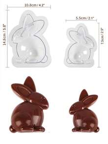 2 khuôn làm sôcôla hình thỏ Phục Sinh bằng nhựa trong suốt, 3 dụng cụ làm bánh sôcôla hình trái tim. - Trong sáng - Xem 2