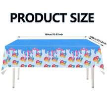 1/3 Interesting Number 67 Ice Cream Drip Birthday Tablecloth, Size 108x180 Cm/43x71 Inches, Made Of PE Material, Colorful Party Decor Tablecloth With Sprinkle And Drip Frosting Pattern, Suitable For Birthday And Dessert Theme Parties - View 3