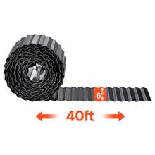Galvanized Steel Landscape Edging, 40 Ft X 6 In Metal Edging For Landscaping With Gloves, Easy-To-Install Bendable Metal Strips, Heavy Duty Metal Garden Edge Border For Flower Bed, Yard Pathway - 40ft x 6inch màu đen - Xem 10