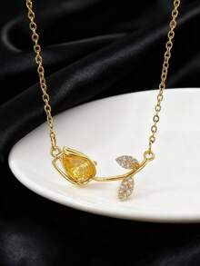 1件时尚百搭新款郁金香花项链，独特设计，女士珠宝 - A - 查看 9