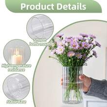 Tomnk 12 jarrones cilíndricos de vidrio para centros de mesa, jarrones de flores para decoración de bodas, portavelas de vidrio de 15 cm de alto para mesa, jarrones florales a granel para decoración del hogar. - transparente - Ver 7