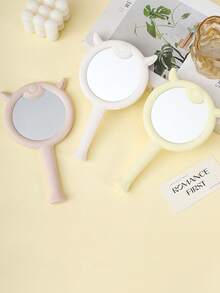 1pc Cute Sheep Handheld Makeup Mirror, Large Size Versatile Cartoon Portable Compact Mirror - Multicolor - View 1