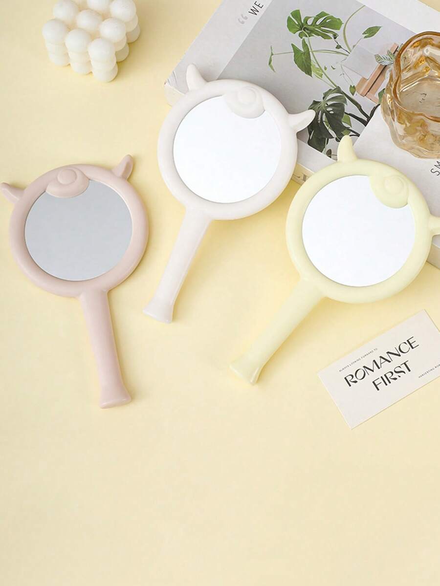 1pc Cute Sheep Handheld Makeup Mirror, Large Size Versatile Cartoon Portable Compact Mirror - Multicolor - View 1