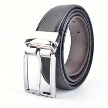 时尚男士简约针扣皮带，高端商务风百搭腰带 - 銀色扣 - 查看 1
