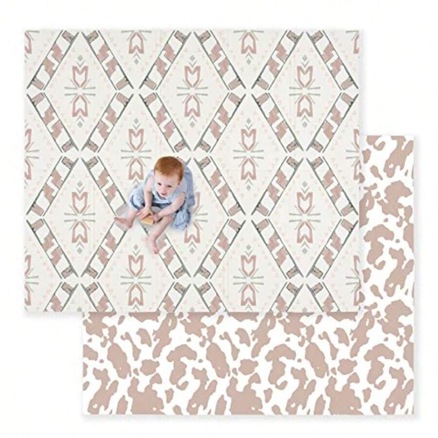 JumpOff Jo Baby Play Mat - Tapete grande plegable de espuma para bebés bebés niños pequeños impermeable de doble cara 70 x 59 pulgadas - dirección oeste - Ver 1