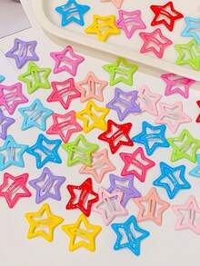 10/20/30/50pcs Mixed Color Sweet Colored Star Hair Clips, Ideal Girls Hair Accessories For Party Holiday Hairstyles (Random Color) - Color Mixing - View 6