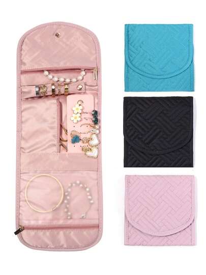 1 túi đựng trang sức, túi đựng trang sức du lịch dung tích lớn, có thể đựng bông tai/dây chuyền/nhẫn/vòng tay.