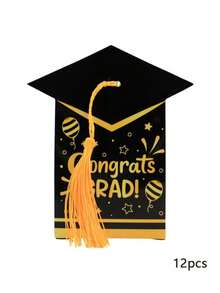 12pcs Graduation Celebration Candy Box, Graduation Party Decorations, Graduation Cap Shaped Candy, Chocolate, Cookie Supplies (Red, Purple, Black, Blue) - Graduation Cap Gift Box - View 10
