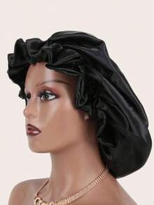 1pc Dual-Color Satin Sleeping Cap, Silk Bonnet - One Size Fits All - View 10