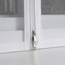 1pc White Hook And Loop Mosquito Net Screen, Self-Adhesive Zipper Style Window Screen, 2026 New Household Anti-Mosquito Device, No Drilling Installation - White - View 10