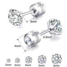 1pcsHypoallergenic G23 Implant Grade Titanium Screw Stud Earrings 20G Pure Titanium Ear Pins, Suitable For Sensitive Ears 5A Cubic Zirconia Titanium Stud Earrings Unisex Double-Sided Stud Earrings Ear Piercing Stud Earrings Cartilage Piercing Jewelry - Silver  Earrings - View 3