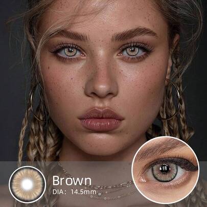 1 Pair Brown Soft Disposable Lenses, Suitable For Dates Or Daily Wear, Comfortable & Natural-Looking Cosmetic - Brown For Halloween Costume