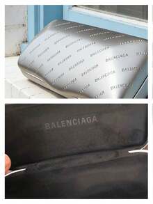 Balenciaga 1个酒红色真皮眼镜盒，奢华硬壳时尚眼镜收纳盒，女士时尚配饰，理想礼物 - 銀色 - 查看 6
