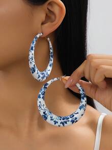 1 Pair Colorful Hoop Earrings For Women - Multicolor - View 8