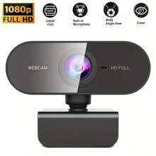 1pc 1080P Full HD Webcam With Built-In Microphone & Privacy Cover, USB Interface For Video Calls, Auto Focus, Suitable For Conference, Classroom, Online Work - Black - View 2