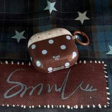 Brown Striped Polka Dot + Hoop Pro 3/2, 4/3/2 Case, Fashionable Women's Earphone Case, Minimalist Earphone Cover Compatible With Apple - Brown - View 4