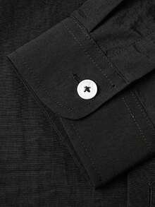 Tucano Áo sơ mi nam màu đen xếp ly, chất liệu vải dệt họa tiết, kiểu dáng công sở cổ điển, tay dài, cài cúc tương phản, phù hợp cho cả đi làm và mặc hàng ngày. - màu đen - Xem 10